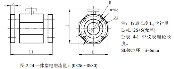 不鏽鋼電磁流量計外形尺寸圖二
