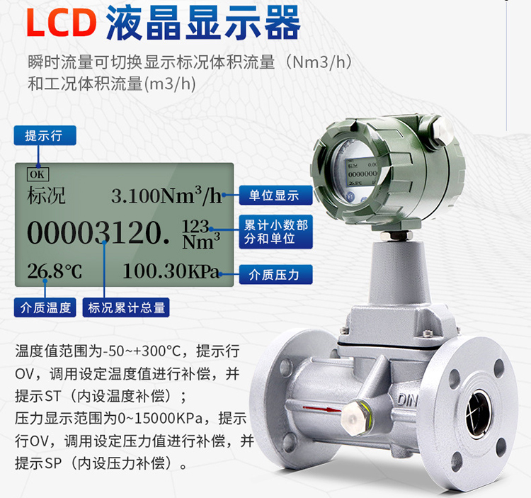 分體旋進旋渦流量計液晶顯示圖